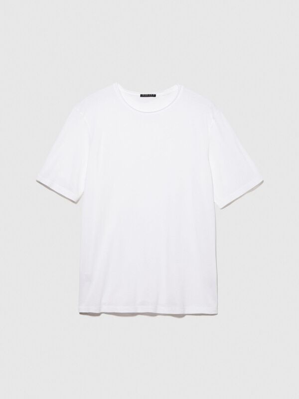 %100 Pamuk Dikişsiz Yaka Detaylı T-Shirt Erkek Beyaz T-Shirt - 324P3P7XS103K
