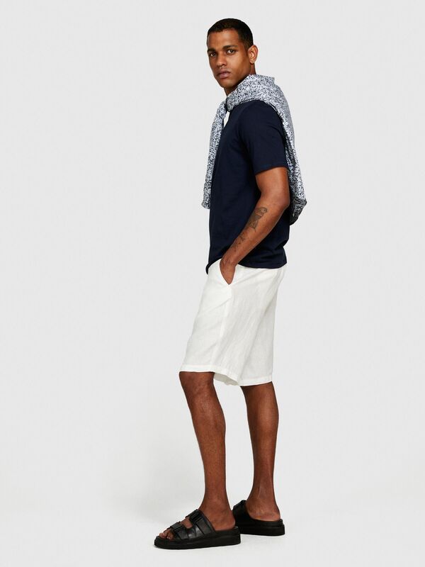 %100 Pamuk Dikişsiz Yaka Detaylı T-Shirt Erkek Lacivert T-Shirt - 324P3P7XS103K