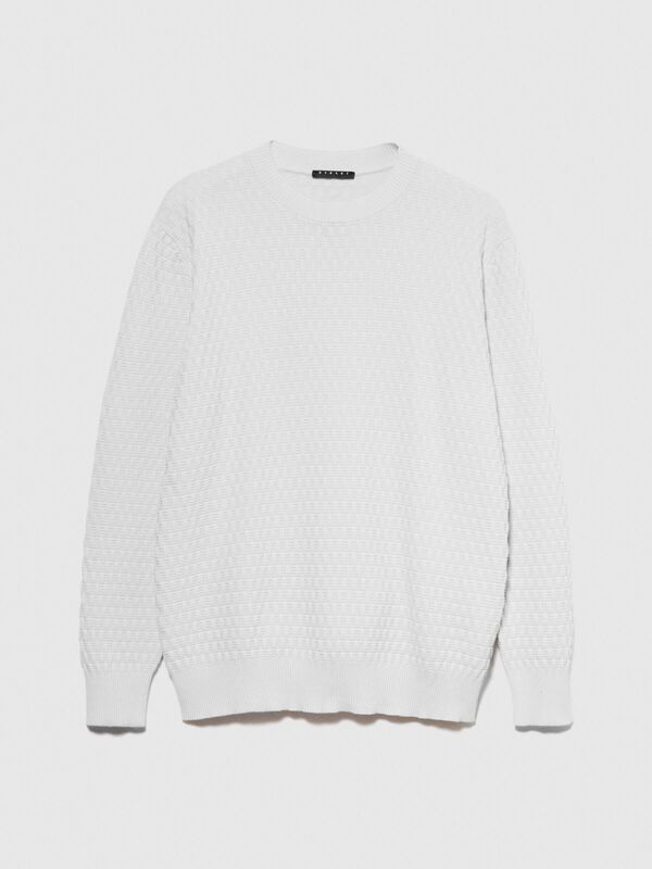 Sisley - %100 Pamuk Dokulu Bisiklet Yaka Kazak Erkek Gri Kazak - 324P1098S1033