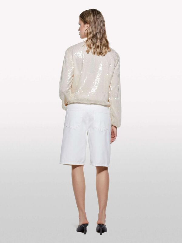 %100 Pamuk Düşük Bel Relax Fit Bermuda Denim Şort Kadın Bej Denim Şort - 325P4W9KL901L