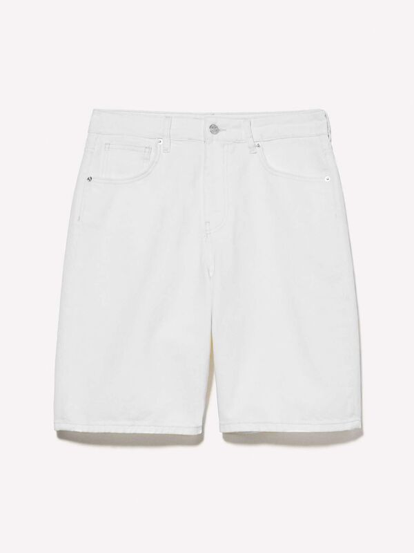 %100 Pamuk Düşük Bel Relax Fit Bermuda Denim Şort Kadın Bej Denim Şort - 325P4W9KL901L