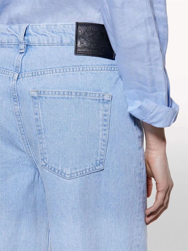 %100 Pamuk Düşük Bel Relax Fit Bermuda Denim Şort Kadın Mavi Denim Şort - 325P4W9KL901L