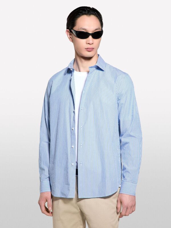 Sisley - %100 Pamuk Fransız Yaka Regular Fit Gömlek Erkek Buz mavisi Gömlek - 325P5MVUSQ04D