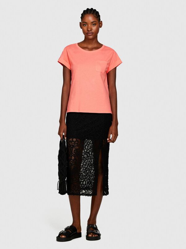 %100 Pamuk Geniş Bisiklet Yaka Dar Kesim Düz T-Shirt Kadın Düzenlenecek T-Shirt - 324P3I1XL1058