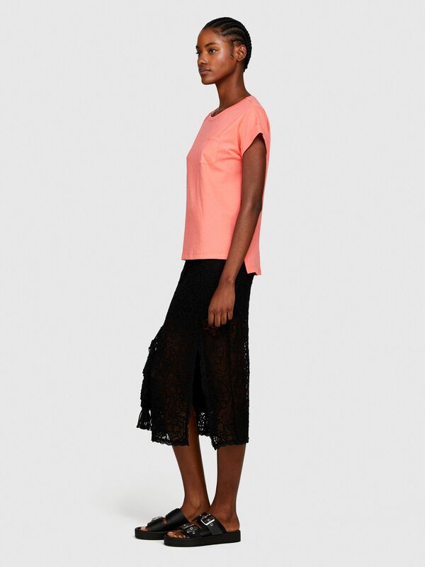 %100 Pamuk Geniş Bisiklet Yaka Dar Kesim Düz T-Shirt Kadın Düzenlenecek T-Shirt - 324P3I1XL1058