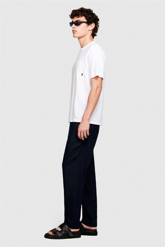 %100 Pamuk Göğsü Cepli Bisiklet Yaka Slub T-Shirt Erkek Beyaz T-Shirt - 324P3WF0S103L