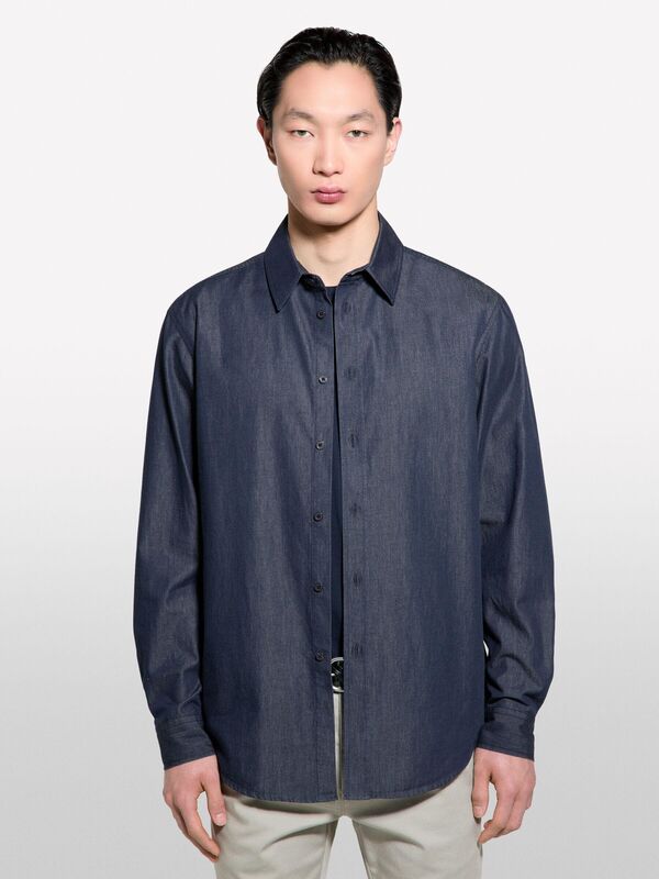 %100 Pamuk Klasik Yaka Relax Fit Gömlek Erkek Buz mavisi Gömlek - 325P5UTXSQ04H