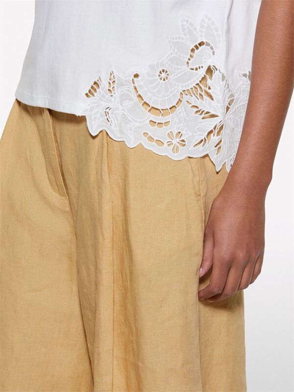 %100 Pamuk Nakış Detaylı Bisiklet Yaka Regular Fit T-Shirt Kadın Beyaz T-Shirt - 325P3F1QL107M