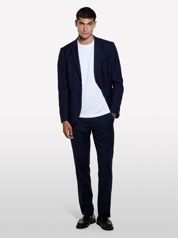 %100 Pamuk Nervürlü Bisiklet Yaka T-Shirt Erkek Beyaz T-Shirt - 325A3YNVS104Q