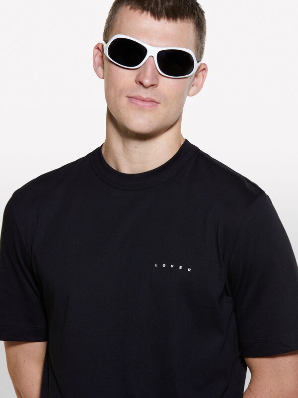 %100 Pamuk Normal Kesim Bisiklet Yaka Baskılı T-Shirt Erkek Siyah T-Shirt - 324A3I1XS103W