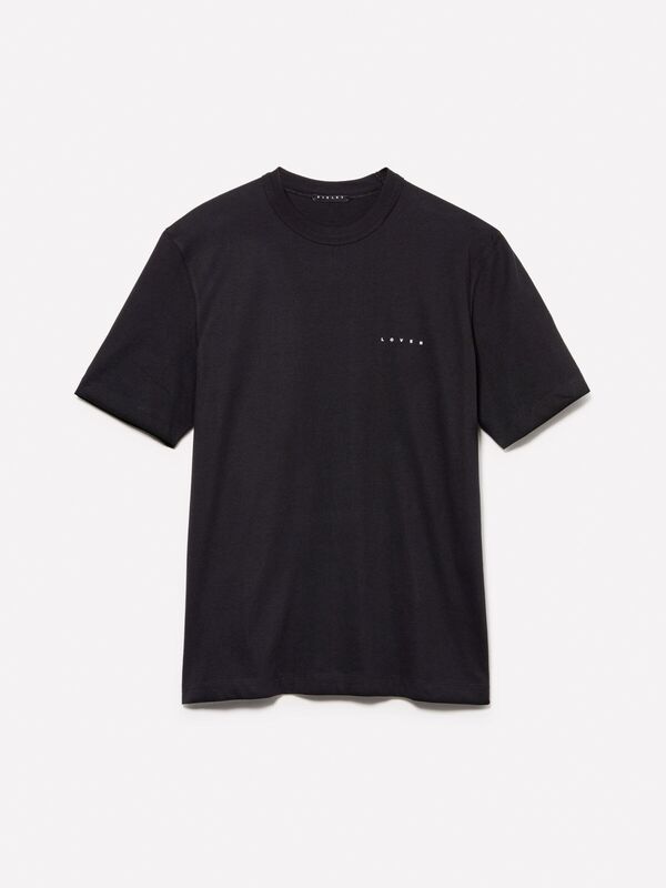 %100 Pamuk Normal Kesim Bisiklet Yaka Baskılı T-Shirt Erkek Siyah T-Shirt - 324A3I1XS103W