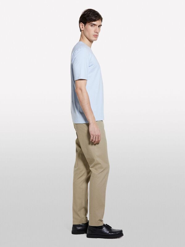 %100 Pamuk Normal Kesim Bisiklet Yaka Kısa Kollu T-Shirt Erkek Mavi T-Shirt - 325P3I1XS101J