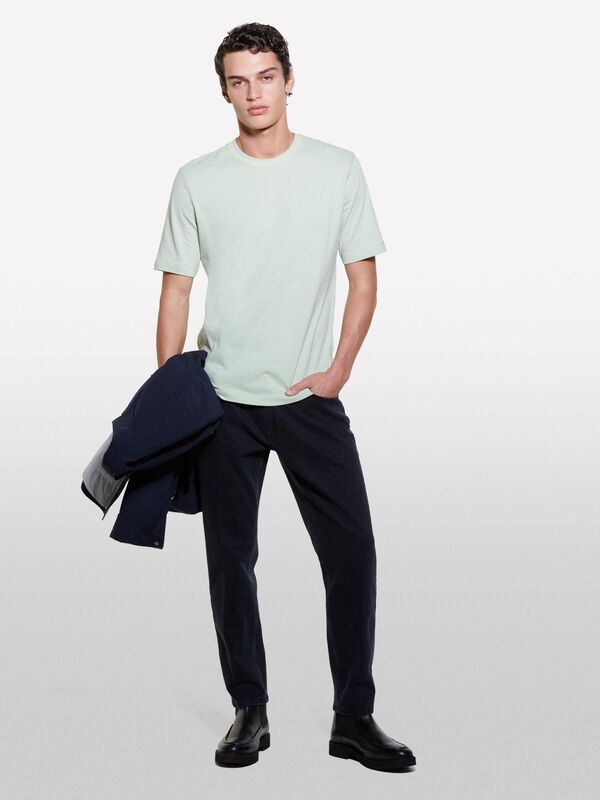 %100 Pamuk Normal Kesim Kısa Kollu Bisiklet Yaka T-Shirt Erkek 1R9 T-Shirt - 324A3B7SS1043