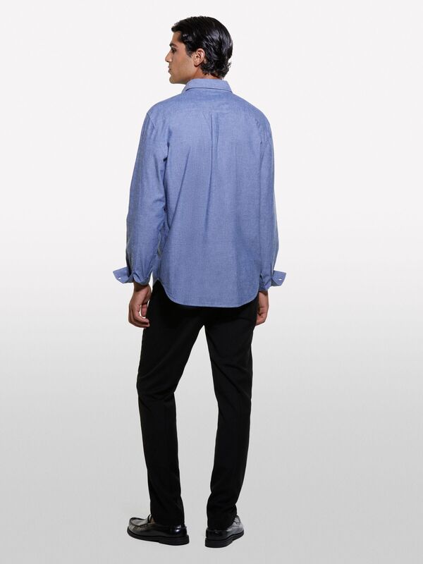 %100 Pamuk Normal Kesim Uzun Kollu Klasik Yaka Gömlek Erkek Siyah Mix Gömlek - 324A56IGSQ040