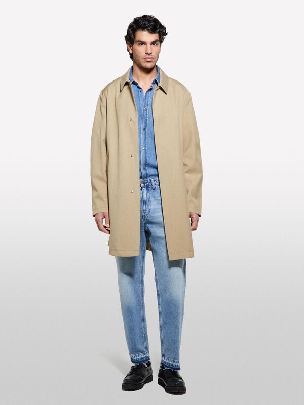 %100 Pamuk Önü 2 Cepli Regular Fit Denim Gömlek Erkek Mavi Denim Gömlek - 325P53GESQ04G