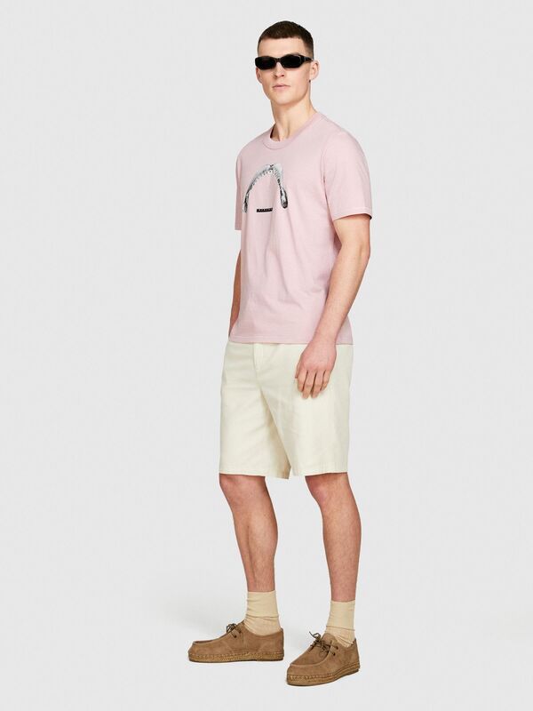 %100 Pamuk Önü Baskılı Bisiklet Yaka T-Shirt Erkek Mix T-Shirt - 324P3I1XS103J