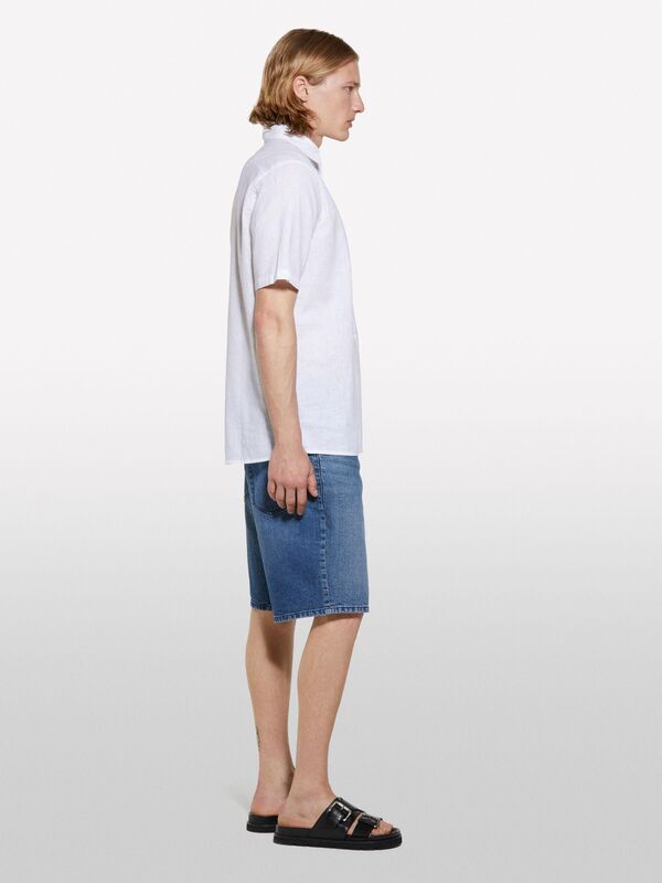 Sisley - %100 Pamuk Orta Bel Regular Fit Denim Şort Erkek Mavi Denim Şort - 325P4MCPS9019