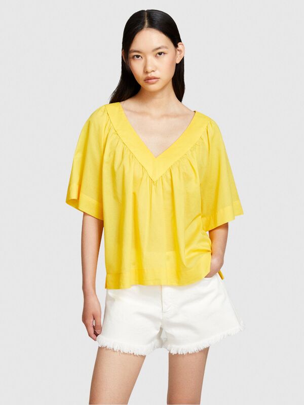 %100 Pamuk Pileli V Yaka Bluz Kadın 38R Bluz - 324P5HO1LQ06Q