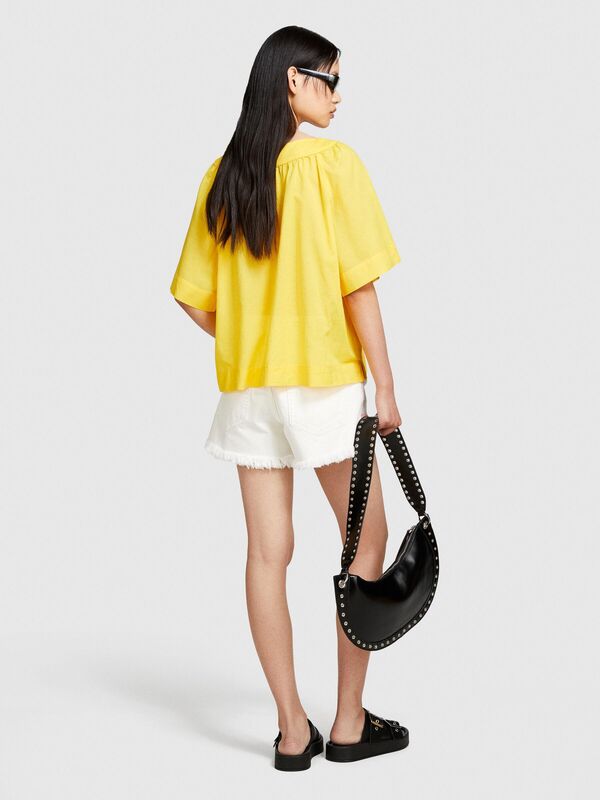 %100 Pamuk Pileli V Yaka Bluz Kadın 38R Bluz - 324P5HO1LQ06Q