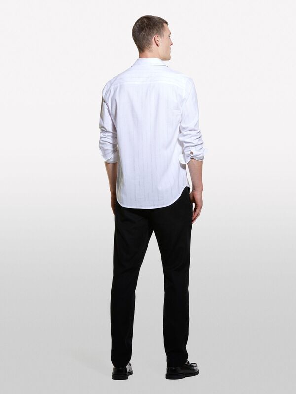 %100 Pamuk Rahat Kesim Yüksek Bel Pantolon Erkek Siyah Pantolon - 324A4WMDSF047