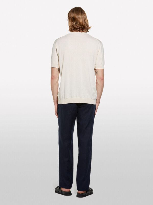 %100 Pamuk Ribana Detaylı Kısa Kollu Kazak Erkek Sarı Kazak - 325P1028S104G