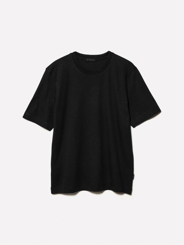 Sisley - %100 Pamuk Ribanalı Bisiklet Yaka Regular Fit T-Shirt Erkek Siyah T-Shirt - 325P35MAS1049