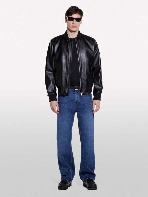 %100 Pamuk Ribanalı Bisiklet Yaka Regular Fit T-Shirt Erkek Siyah T-Shirt - 325P35MAS1049