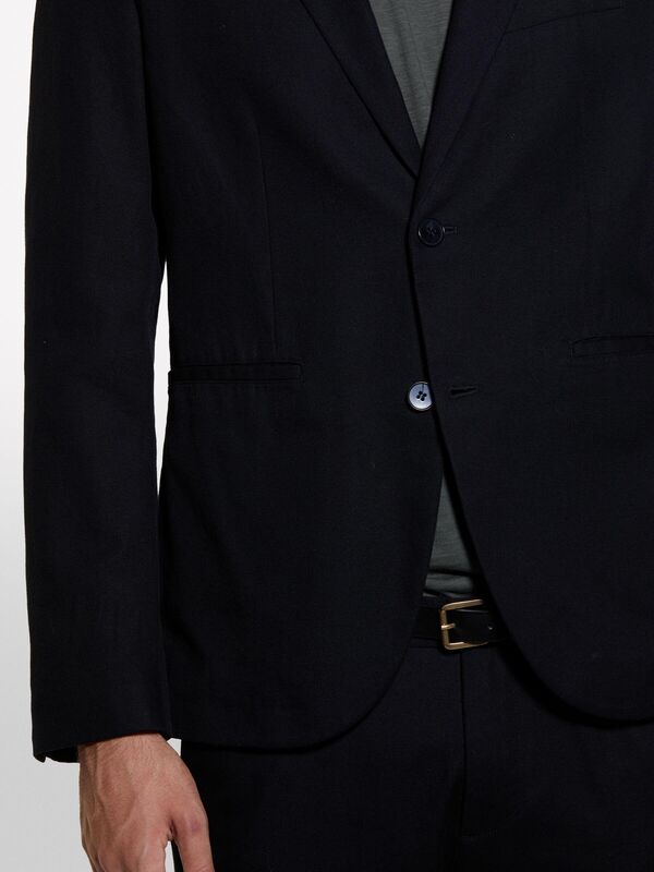 %100 Pamuk Şerit Cep Detaylı Rahat Kesim Kruvaze Ceket Erkek Siyah Ceket - 324A2WMDSW020