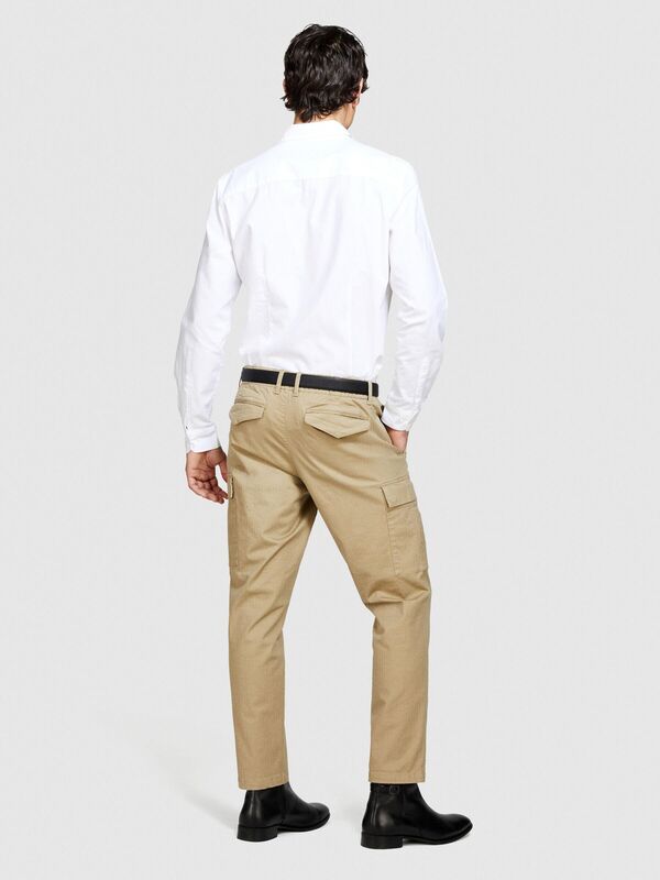 Sisley - %100 Pamuk Slim Fit Oxford Gömlek Erkek Beyaz Gömlek - 324P5HHLSQ031