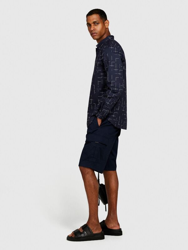 %100 Pamuk Tamamı Desenli Arkası Pileli Regular Fit Gömlek Erkek Siyah Mix Gömlek - 324P5YYUSQ03N