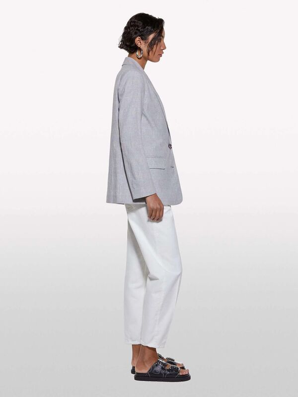 %100 Pamuk Taş Yıkama Normal Bel Mom Fit Denim Pantolon Kadın Krem Denim Pantolon - 325P4TFHLE04I