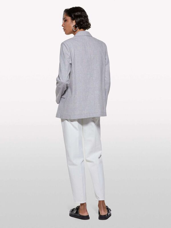 %100 Pamuk Taş Yıkama Normal Bel Mom Fit Denim Pantolon Kadın Krem Denim Pantolon - 325P4TFHLE04I