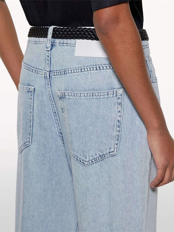 %100 Pamuk Taş Yıkama Normal Bel Mom Fit Denim Pantolon Kadın Mavi Denim Pantolon - 325P4TFHLE04I