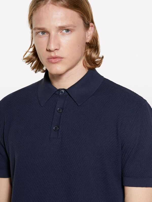 %100 Pamuk Triko Polo T-Shirt Erkek Lacivert Polo - 325P1094S300M