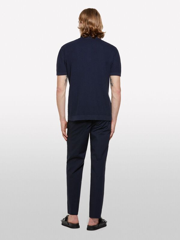 Sisley - %100 Pamuk Triko Polo T-Shirt Erkek Lacivert Polo - 325P1094S300M