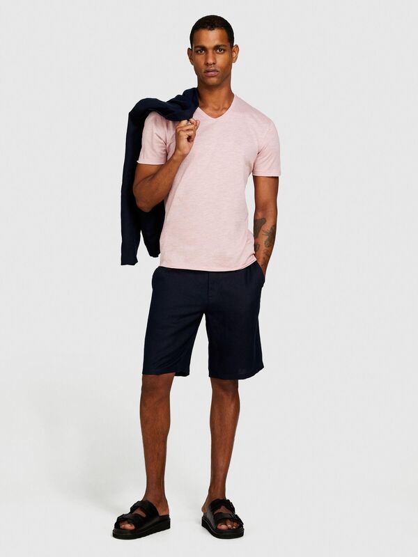 %100 Pamuk V Yaka Slim Fit T-Shirt Erkek Mix T-Shirt - 324P3WF0S4001