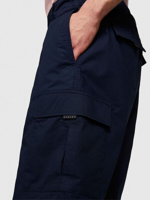 %100 Pamuk Yama Cepli Kemer Delikli Kargo Bermuda Şort Erkek Lacivert Şort - 324P4IUKS9015