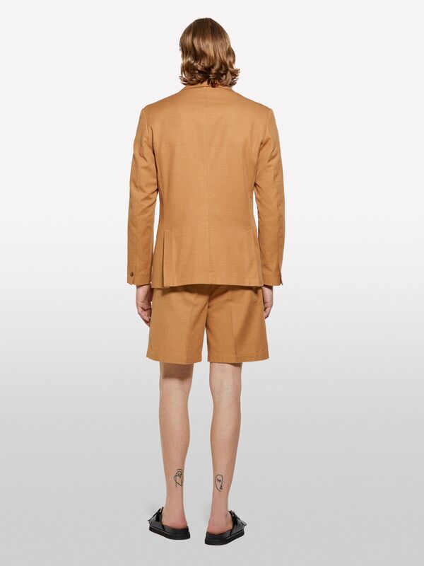 %100 Pamuk Yırtmaç Detaylı Regular Fit Bermuda Şort Erkek Kahverengi Şort - 325P4GJ0S9018