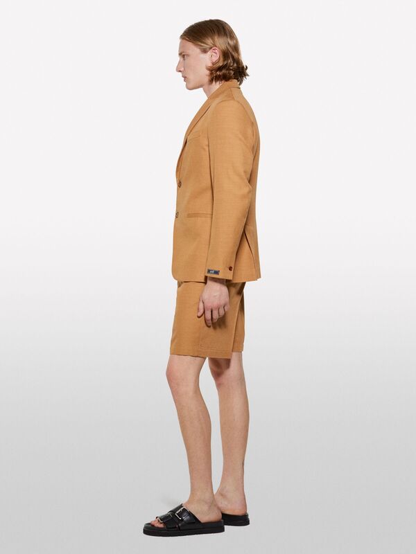 %100 Pamuk Yırtmaç Detaylı Regular Fit Bermuda Şort Erkek Kahverengi Şort - 325P4GJ0S9018