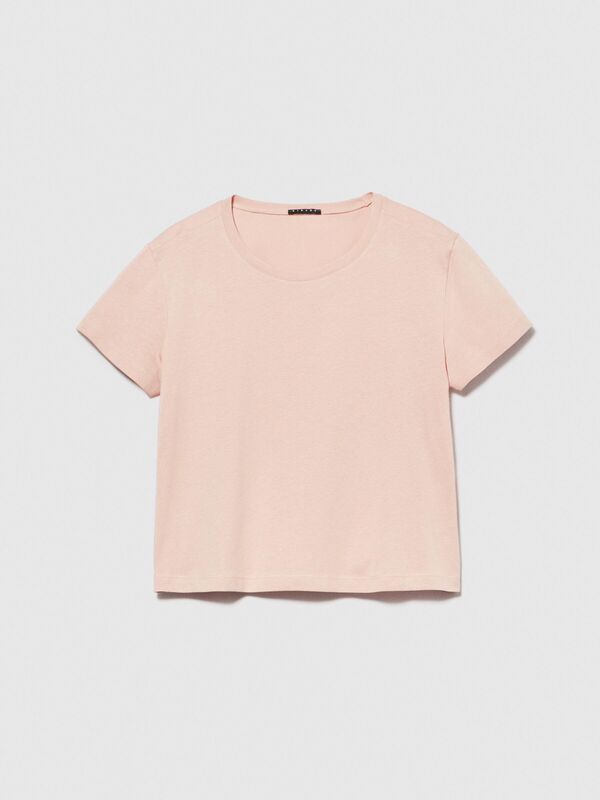 Sisley - %100 Pamuk Yuvarlak Yakalı T-Shirt Kadın 04W T-Shirt - 324P3I1XL101S