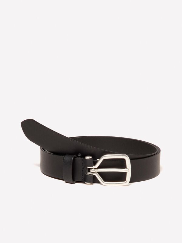 %100 Sığır Derisi Metal Tokalı Klasik Kemer Erkek Siyah Kemer - 325P6G8ZSL01A