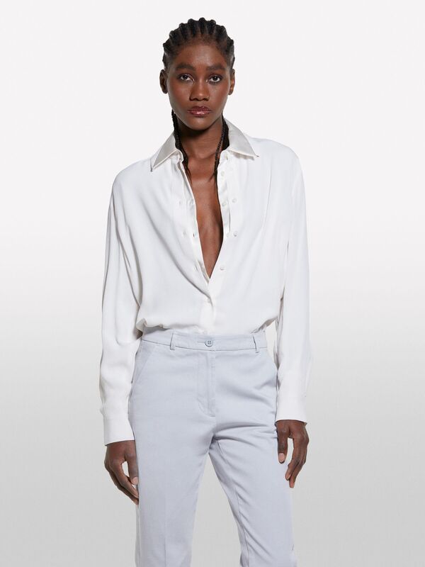 %100 Viskoz Arkası Uzun Over Fit Gömlek Kadın Bej Gömlek - 325P5IDTLQ08R