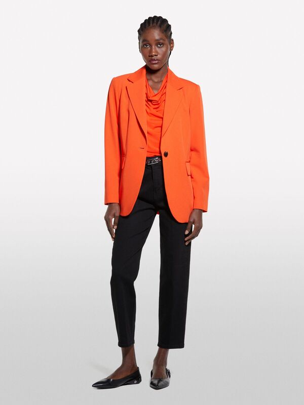 %100 Viskoz Asimetrik Dökümlü Yaka Kolsuz Üst Kadın Nar Çiçeği Bluz - 325P5FNTLQ08P