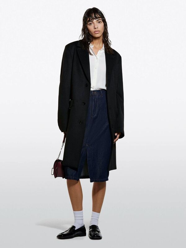 Sisley - %100 Viskoz Asimetrik Oversize Gömlek Kadın Krem Gömlek - 325A5IDTLQ09G