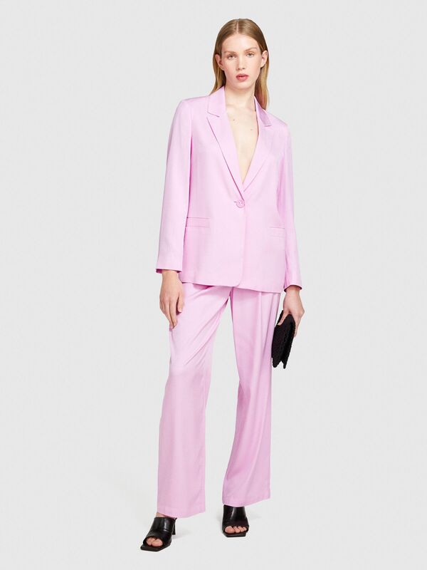 %100 Viskoz Cebi Biyeli Tek Düğmeli Saten Blazer Ceket Kadın Sarı Ceket - 324P29NMLW023