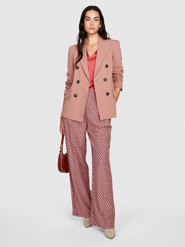 %100 Viskoz Desenli Palazzo Pantolon Kadın Siyah Pantolon - 323A4UTSLF03T