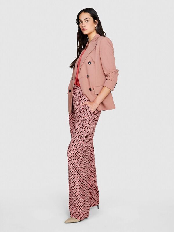 %100 Viskoz Desenli Palazzo Pantolon Kadın Siyah Pantolon - 323A4UTSLF03T