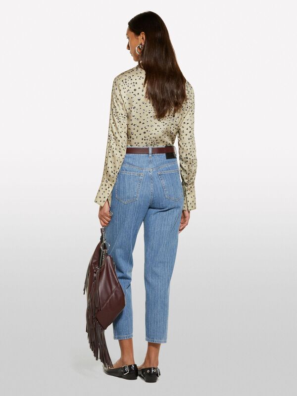 %100 Viskoz Desenli Regular Fit Gömlek Kadın Beyaz Mix Gömlek - 325P5PHVLQFF7