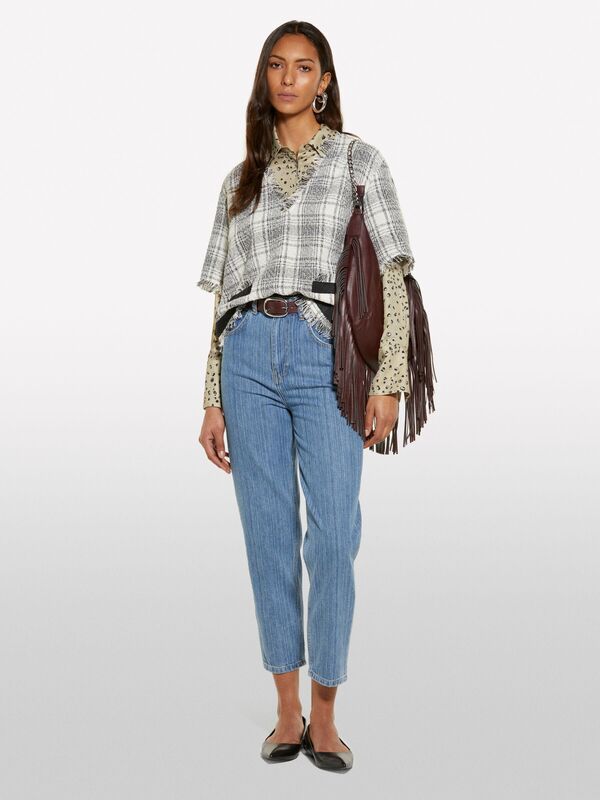 %100 Viskoz Desenli Regular Fit Gömlek Kadın Beyaz Mix Gömlek - 325P5PHVLQFF7