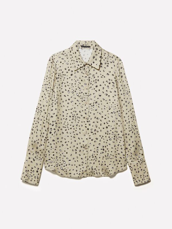 %100 Viskoz Desenli Regular Fit Gömlek Kadın Beyaz Mix Gömlek - 325P5PHVLQFF7